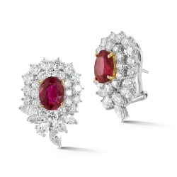 18k white gold Diamond Ruby Earrings