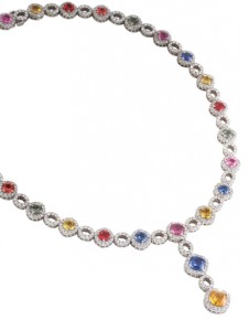 Gemstone and diamond collar necklace along with a pendant design