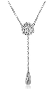 Simon G creates this white gold lariat necklace from this SG collection with diamond accents