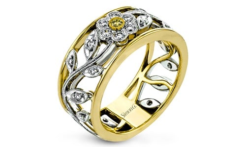 Gold and diamond floral ring by Simon G.