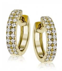 A pair of yellow gold diamond huggies earrings from Simon G.