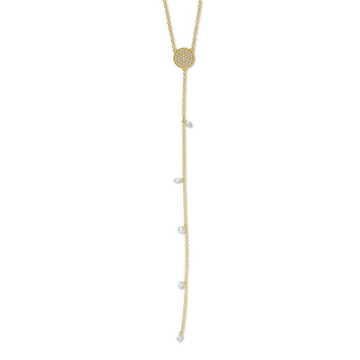 P10422-18 - NC- 14K YG 5 DIAMOND DISC Y NECKLACE D=.49 P10422-18 - NC- 14K YG 5 DIAMOND DISC Y NECKLACE D=.49