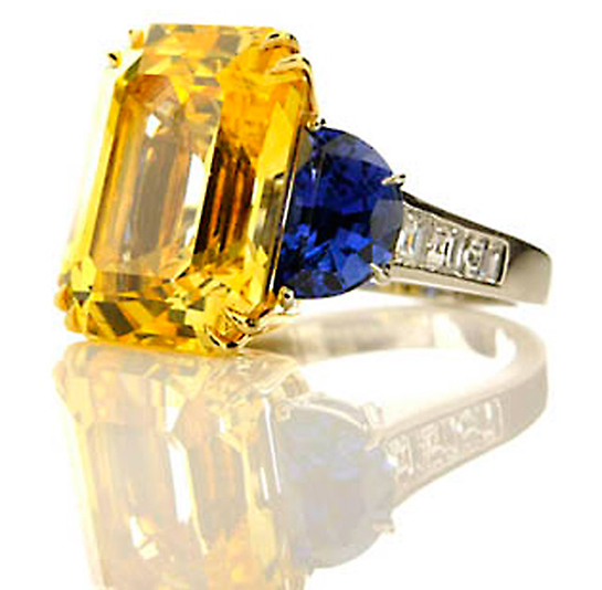 Yellow and Blue Sapphire Diamond Ring Yellow and Blue Sapphire Diamond Ring
