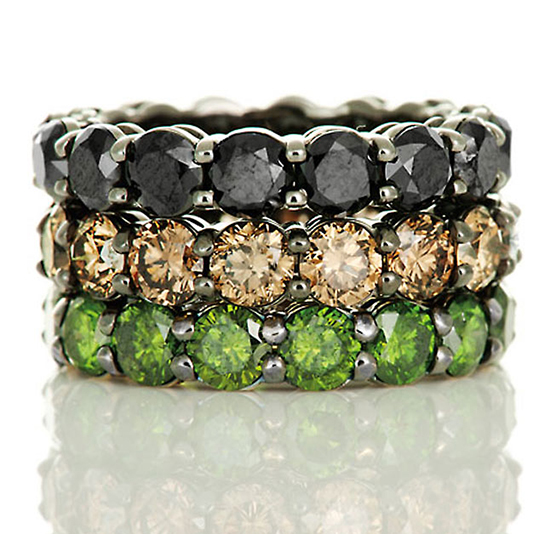 Stackable Sapphire, Cognac Diamond, and Tsavorite Eternity Bands Stackable Sapphire, Cognac Diamond, and Tsavorite Eternity Bands