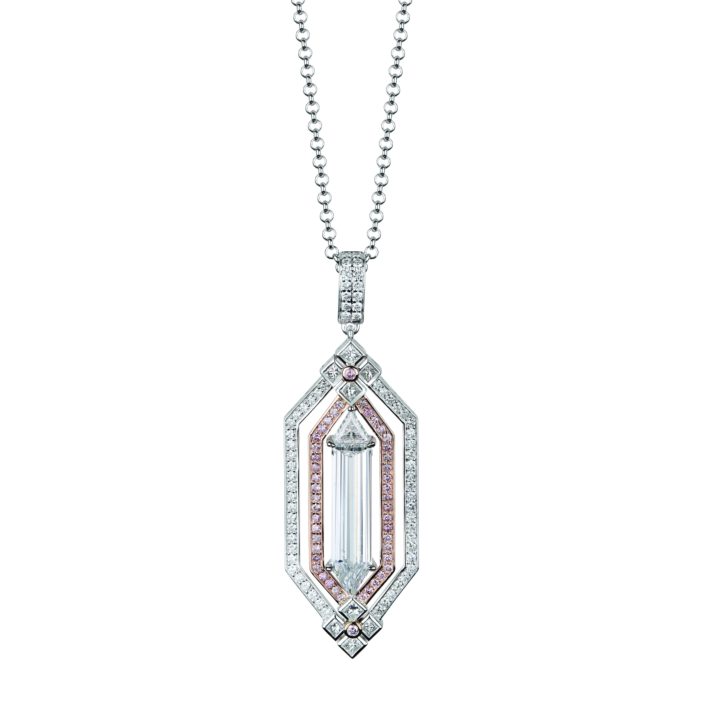 Bullet Shape Center Diamond Pendant