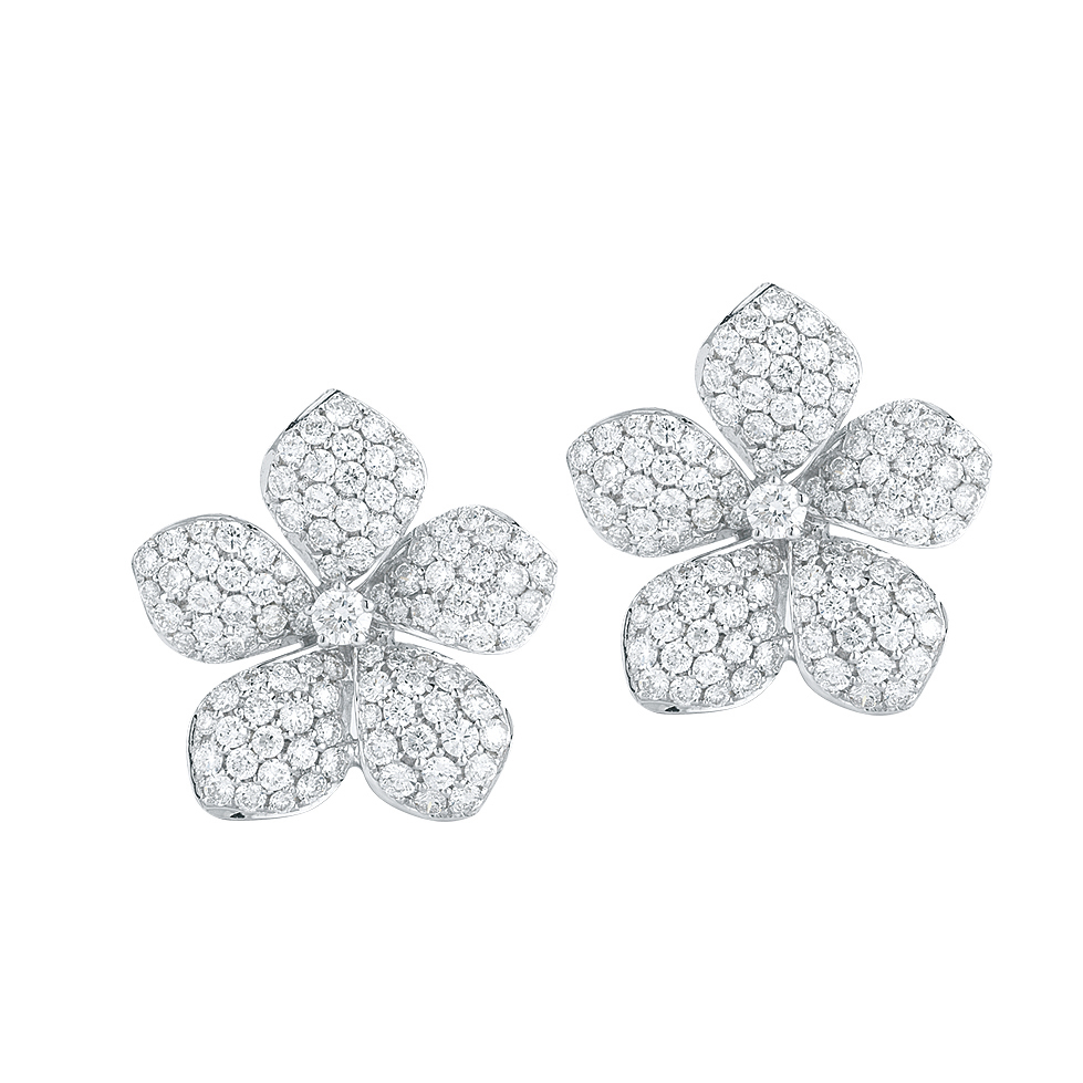 18K White Gold Diamond Flower Earrings 18K White Gold Diamond Flower Earrings