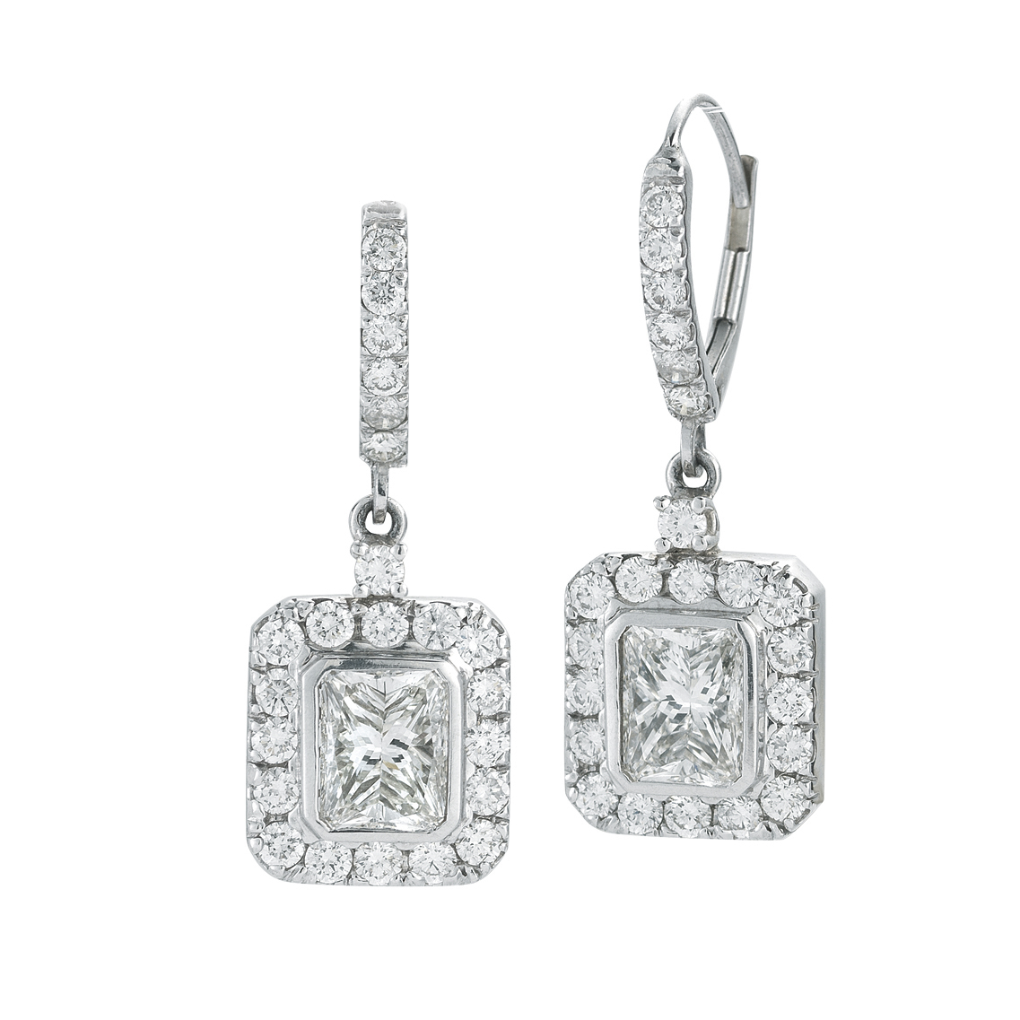 18K White Gold Radiant Cut Diamond Earrings GIA certified 3.01cts 18K White Gold Radiant Cut Diamond Earrings GIA certified 3.01cts