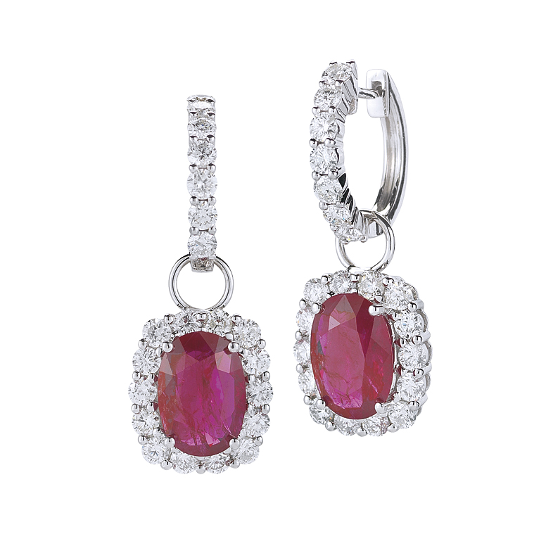 18K White Gold Ruby And Diamond Earrings 18K White Gold Ruby And Diamond Earrings