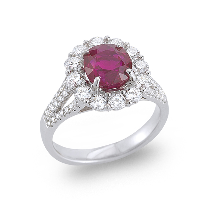 18K White Gold Ruby and Diamond Ring
