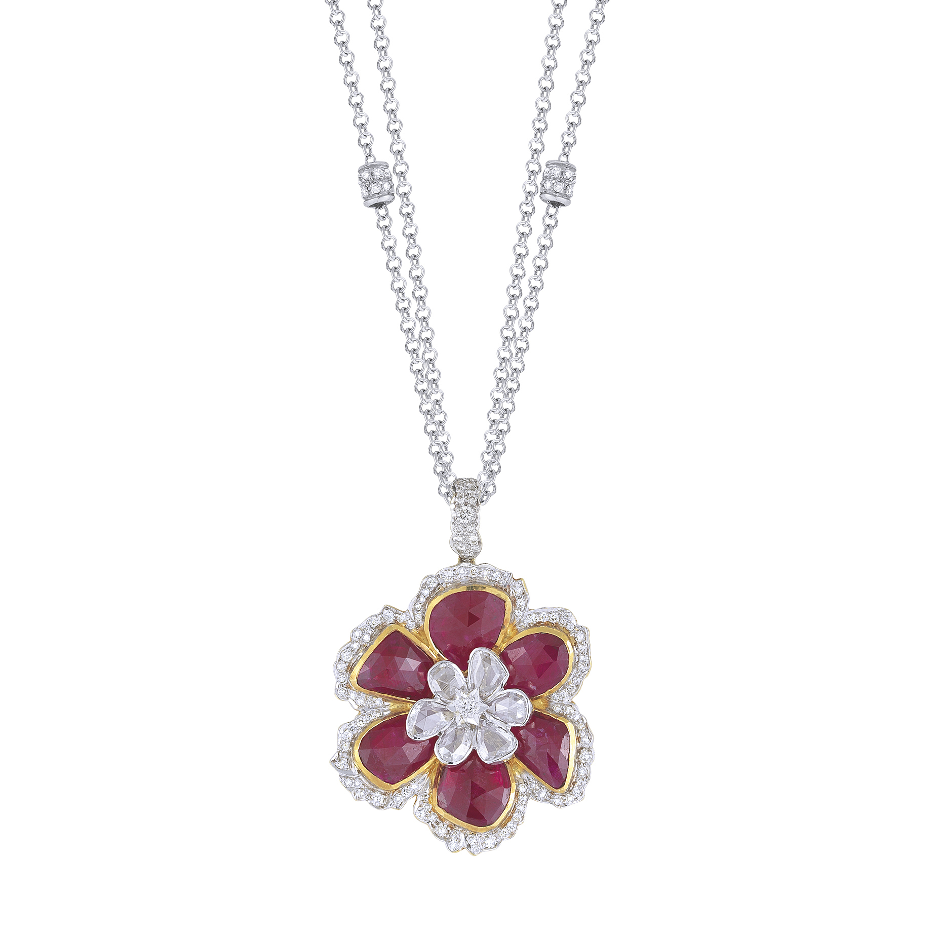 18K White/Yellow Gold Ruby and Diamond Pendant 18K White/Yellow Gold Ruby and Diamond Pendant