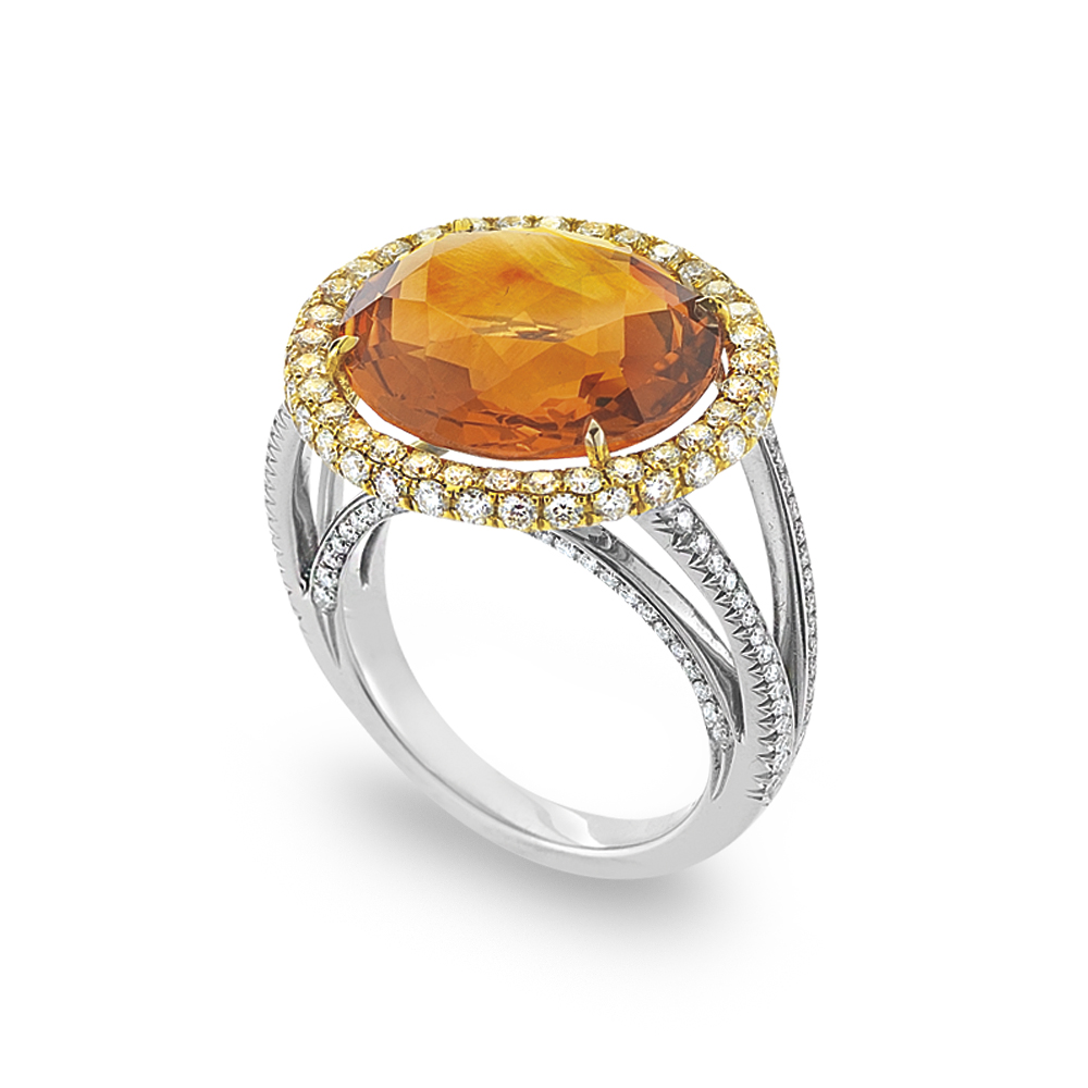 WR Design Platinum and 18kyg Citrine Diamond Ring WR Design Platinum and 18kyg Citrine Diamond Ring