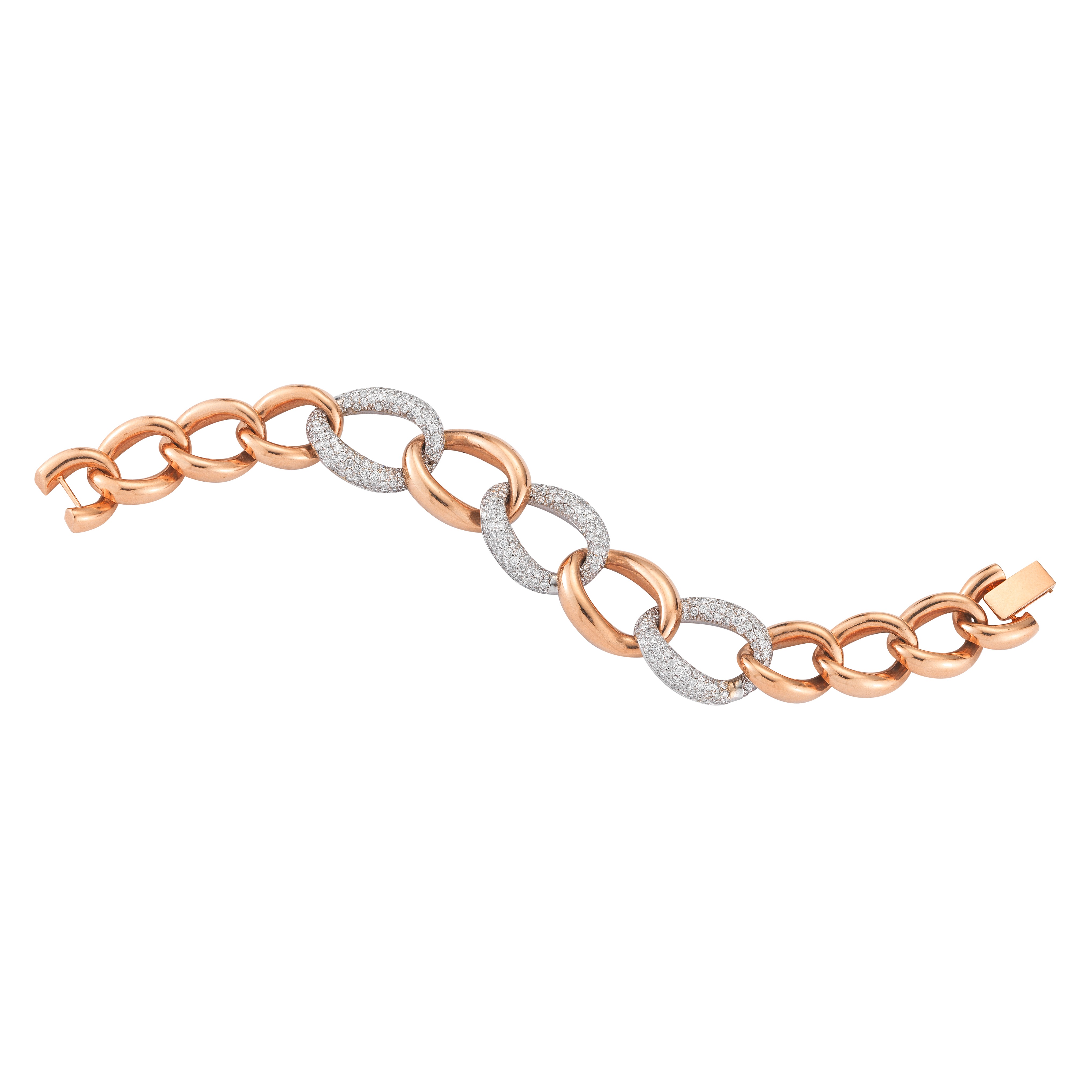 14K Rose Gold Diamond Link Bracelet