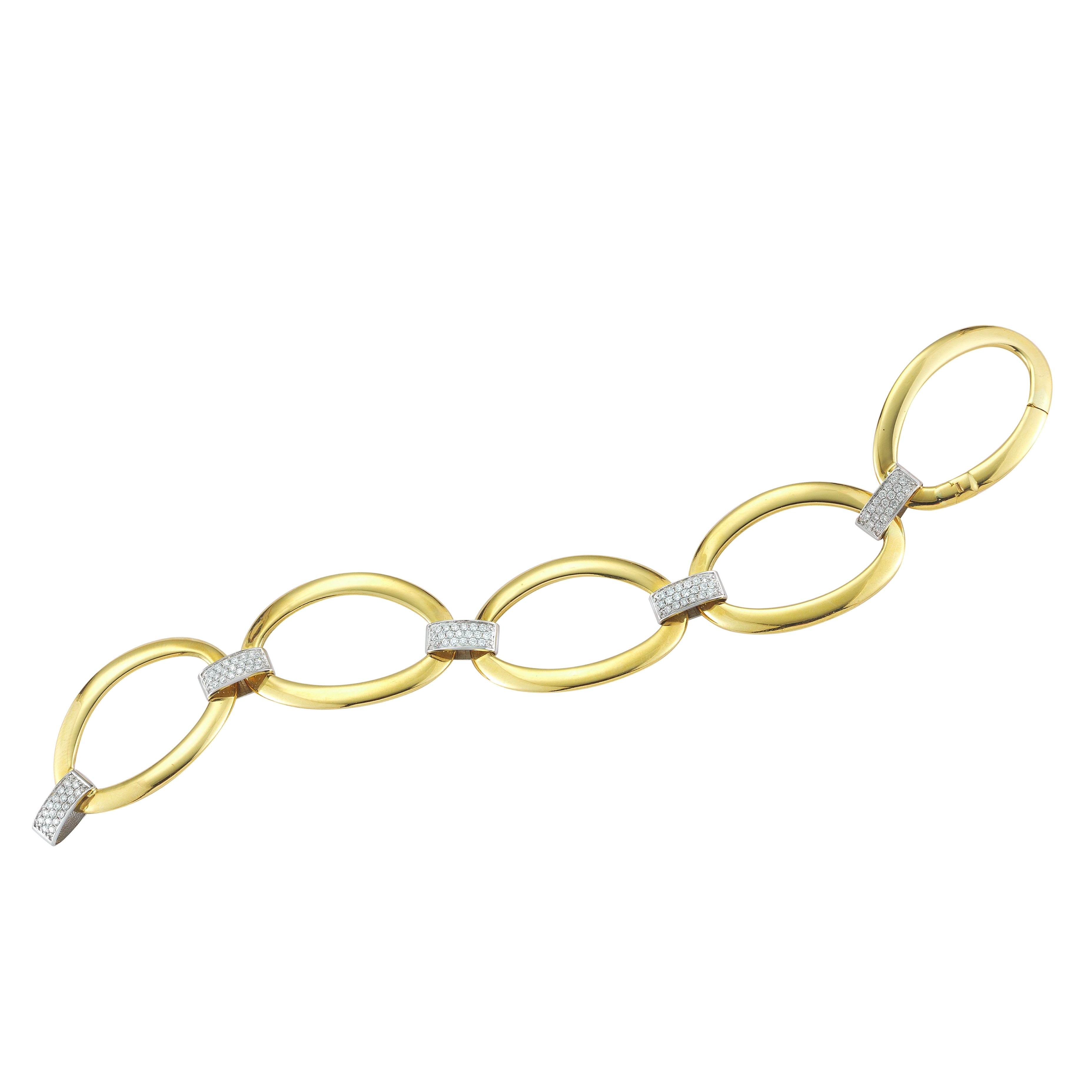 18K Yellow Gold Diamond Link Bracelet 18K Yellow Gold Diamond Link Bracelet