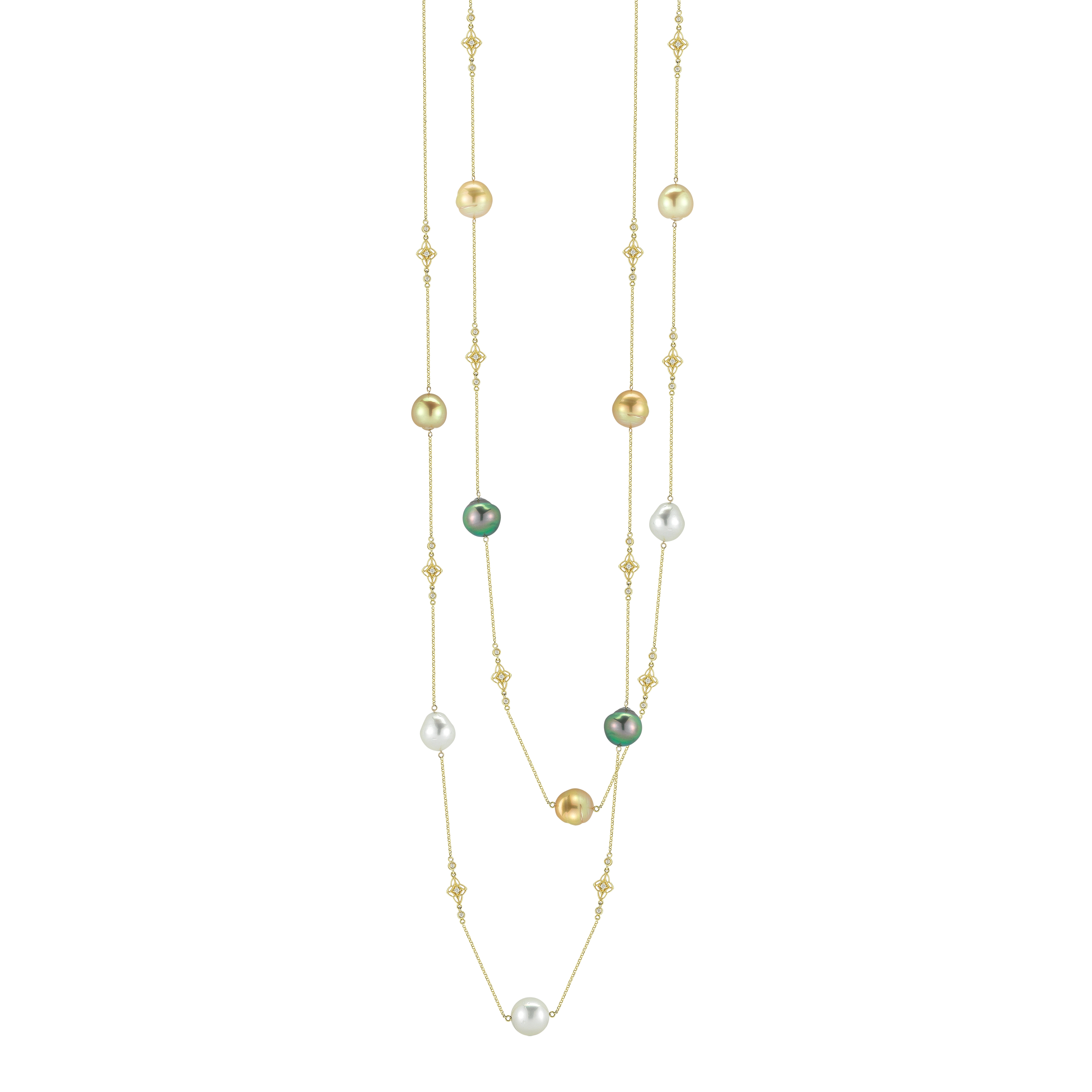 14K Yellow Gold Multi-Pearl Necklace 14K Yellow Gold Multi-Pearl Necklace