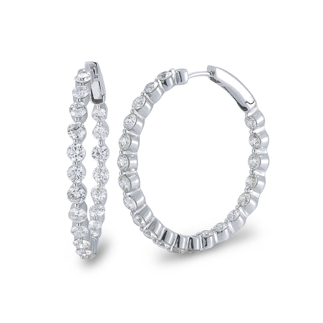 18K White Gold Inside-Out Hoops 18K White Gold Inside-Out Hoops