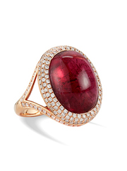 18k yellow gold Cabochon Tourmaline with diamonds 18k yellow gold Cabochon Tourmaline with diamonds