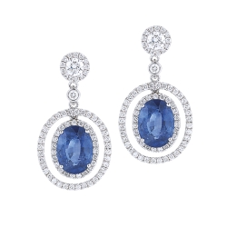 18K White Gold Sapphire And Diamond Earrings thumbnail 1