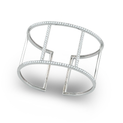 18K White Gold Diamond Cuff Bracelet thumbnail 1