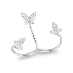 18K White Gold Diamond Flower Ring thumbnail 1