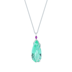 Aquamarine Diamond and Ruby Cabochon Pendant Aquamarine Diamond and Ruby Cabochon Pendant
