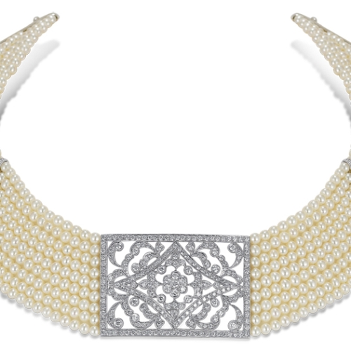 Vintage diamond and Pearl Necklace