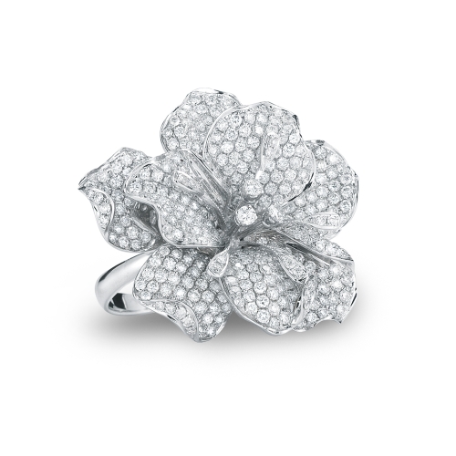 18K White Gold Diamond Flower Ring