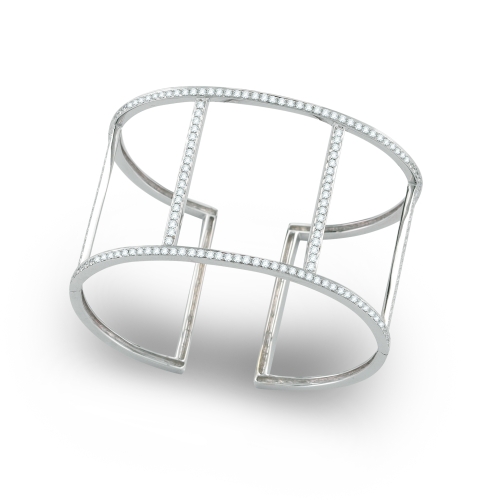 18K White Gold Diamond Cuff Bracelet