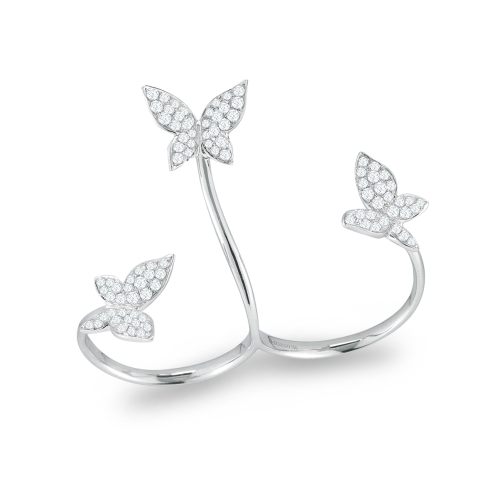18K White Gold Diamond Flower Ring