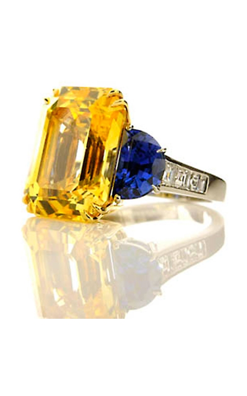 Yellow and Blue Sapphire Diamond Ring