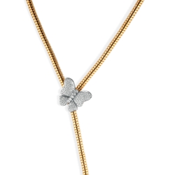 18k Yellow Gold Necklace with Butterfly Sliding Pendant thumbnail 1