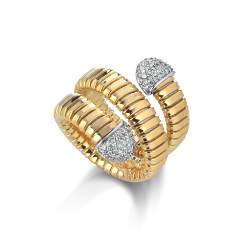 18k Yellow Diamond Gold Wring with Wrap