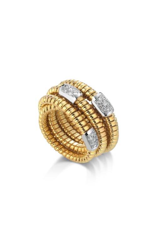 18k Yellow Gold/White Diamond Gold Wrap Ring with 3 Wraps