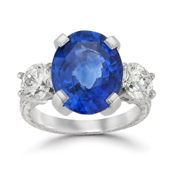 7.96ct Oval Sapphire w Platinum Diamond Ring - GIA certified