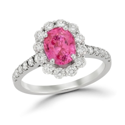18K WHITE GOLD PINK SAPPHIRE RING =2.05 cts thumbnail 1