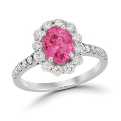18K WHITE GOLD PINK SAPPHIRE RING =2.05 cts