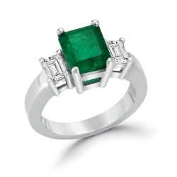 Emerald Ring 2.64ct 2ECD=.67 PLAT