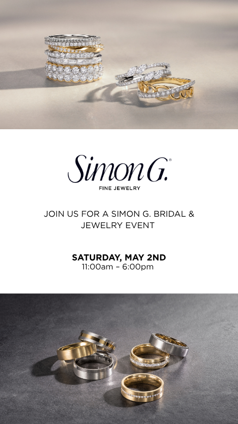 Merry Richards Bridal Event banner featuring engagement rings and wedding bands