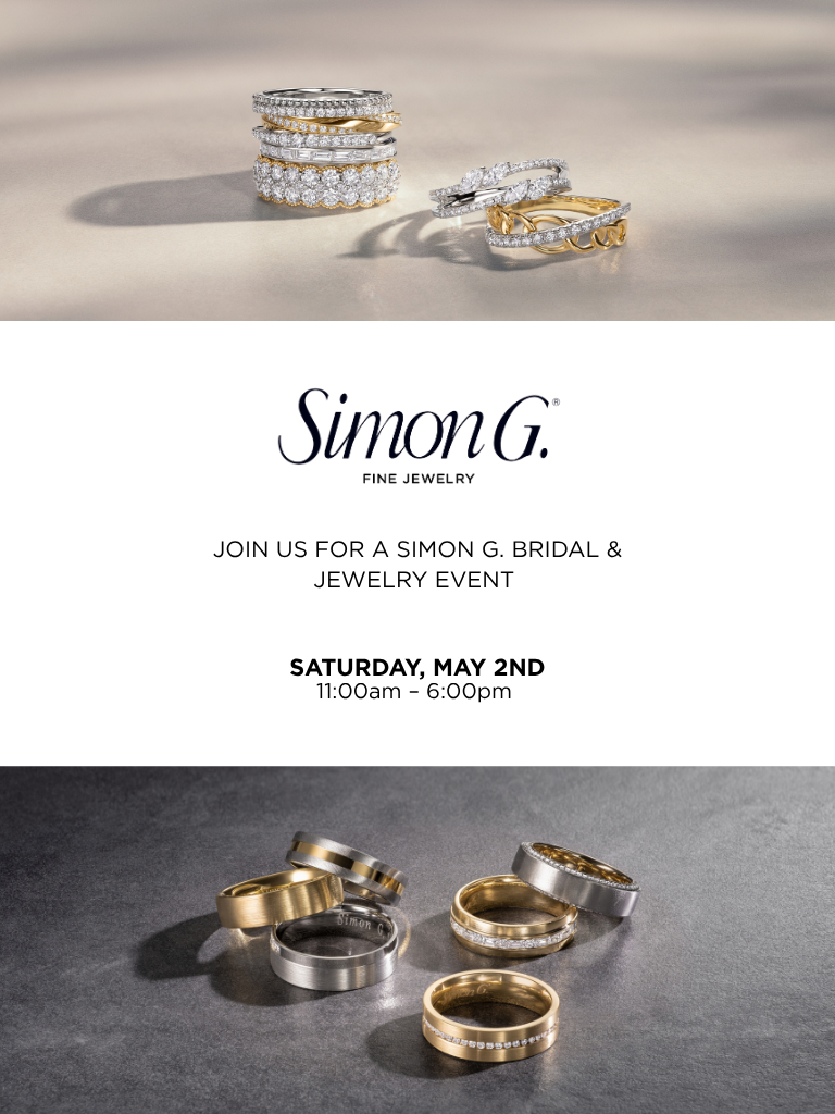 Merry Richards Bridal Event banner featuring engagement rings and wedding bands